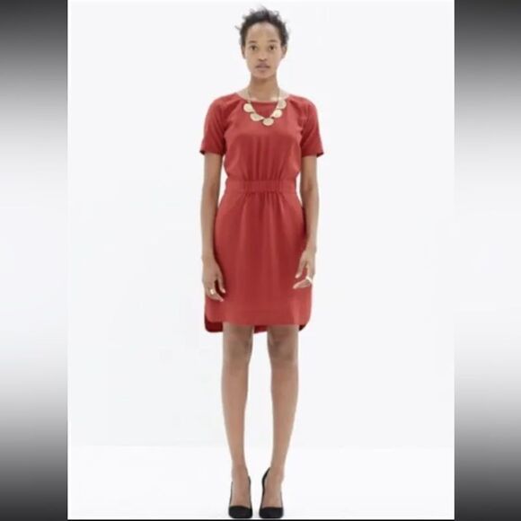 Madewell Silk Cinch Waist Dress Short Sleeves - Picture 1 of 15